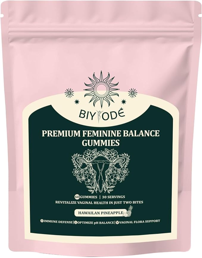 Feminine Balance Gummies, Premium Balance Supplement for Women PH Health, Immune Support, Vegan, Gluten-Free, Hawaiian Pineapple 60 Gummies 30 Servings