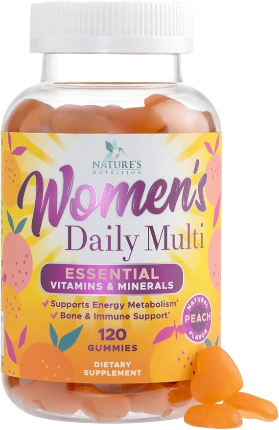 Womens Complete Daily Multivitamin Gummies with Vitamin A, C, D, E, B6, B-12, Biotin & Calcium, Immune Health Support, Womens Multivitamin Gummy, Peach Flavored Daily Vitamins for Women - 120 Gummies