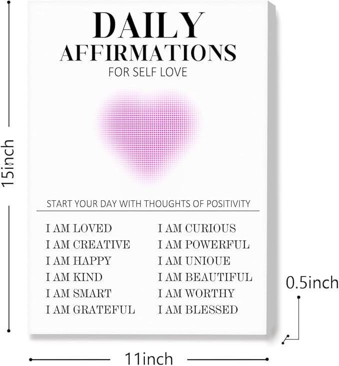 Daily Affirmations for Women Wall Art,Positive Quotes Wall Decor,Inspirational Canvas Framed Wall Art Ready to Hang for Home Office Wall Decor