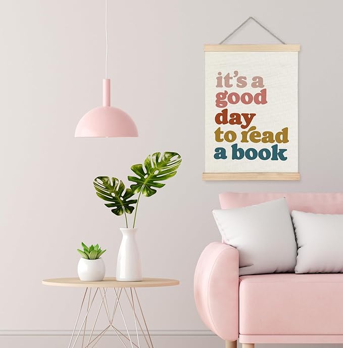 Yomisex Book Reading Wall Art Poster, Reading Nook Corner Decor, Library Decor, It's a Good Day to Read a Book Bookish Canvas Prints Wall Art Framed for Classroom Home Decor, 12x16 Inch