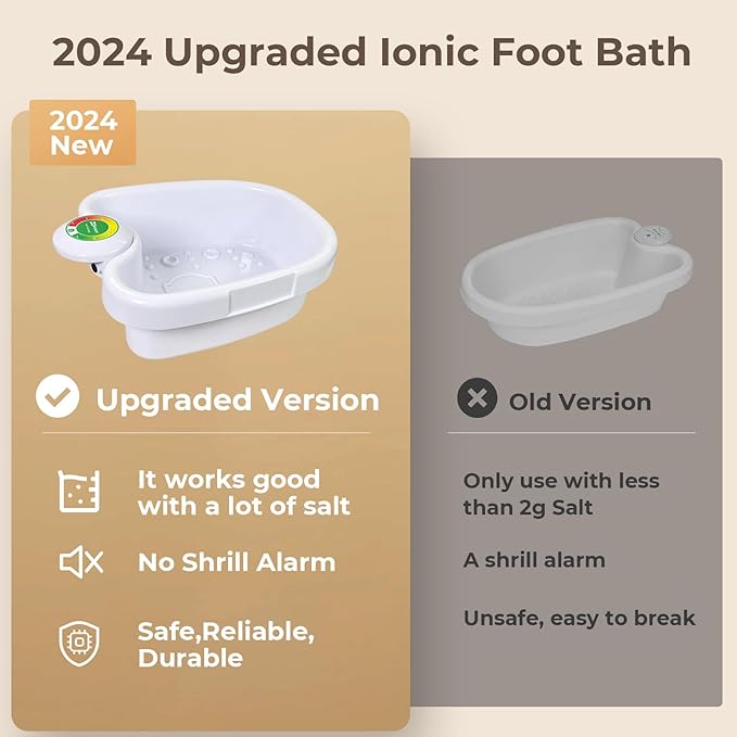 Upgraded Ionic Foot Bath Detox Machine, Foot Spa Bath for Home Use, Foot Cleaner Machine To Remove Toxins with 2 Arrays, 15 Disposable Foot Bath Liners, Detox Sea Salt, Upgraded Durable Basin