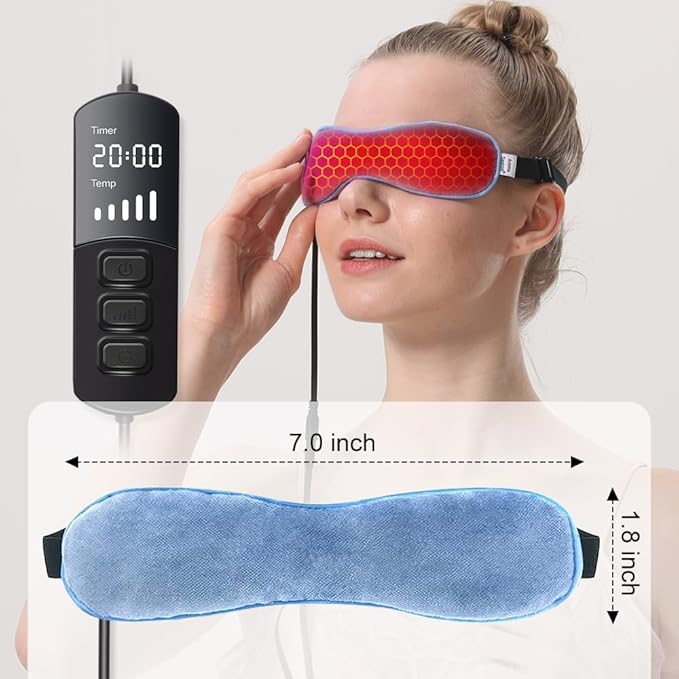 Aroma Season Heated Eye Mask for Dry Eyes, Warm Eye Compress with Flaxseed for MGD, Dry Eye Syndrome, Chalazion Blepharitis Stye Eye Treatment, Steam Moist to Unclog Glands (Blue)