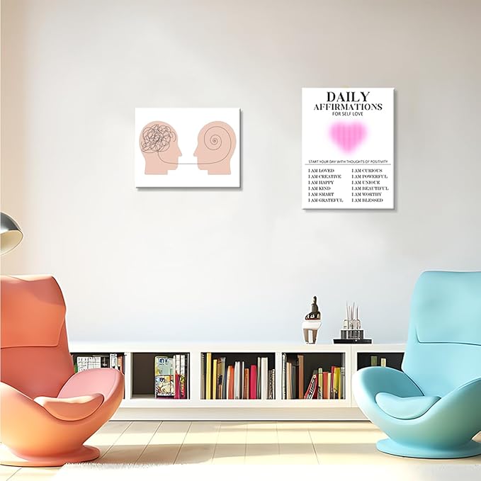 Mental Health Posters,Talking Helps Mental Health Canvas Wall Art,Inspirational Canvas Framed Wall Art Ready to Hang for Home Therapy Office Nursery Classroom Wall Decor