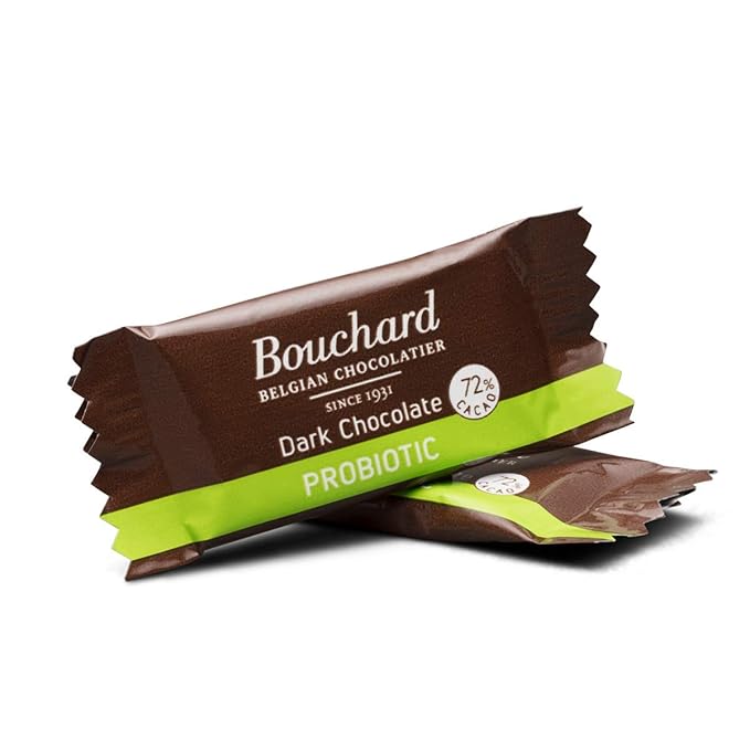 4 Pack! Bouchard Probiotic Dark Belgian Chocolate (72% Cacao) | Individually Wrapped in Resealable Bag | No Soy, No Vanilla, No Nonsense | Non-GMO, Gluten Free, OU-D Kosher