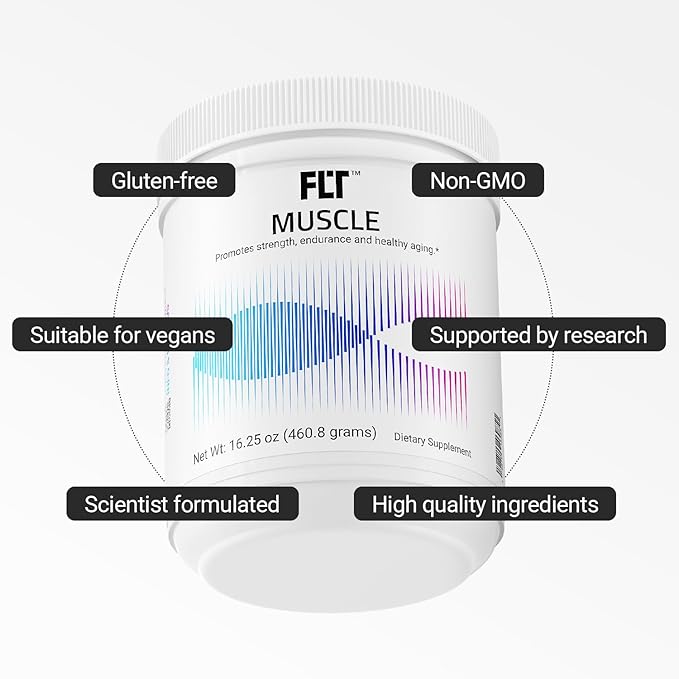 FLT Muscle Supplement for Muscle Strength & Recovery with Clinically Proven Ingredients: Plant-Based Peptides, Creatine, L-Glutamine, Magnesium, Zinc & Electrolytes – 30 Servings | Vegan Formula