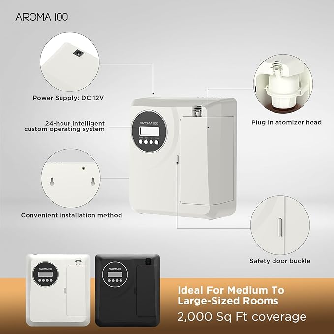 Waterless Diffuser Include Essential Oil, APP Control, Hotel Scent Diffuser Kit for Home Cover 2000sq.ft, Nebulizer Nano Cold Air Freshener Smart Aromatherapy Diffusers for Large Room, Office - White