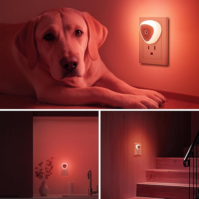 KINUR 6 Pack LED Night Light, 0.5W Nightlights Plug into Wall, Dusk to Dawn Sensor Automatic On and Off Night Light, Red Led Night Lamp for Kids, Nursery, Bedroom, Hallway, Stairs, Kitchen,Red