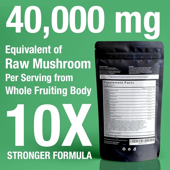 30 in 1 Ultimate Mushroom Supplement - 180 Mushroom Capsules, Organic - Lion’s Mane, Cordyceps, Chaga, Reishi, Turkey Tail, Mitake, Shiitake & More - Brain & Immune Support