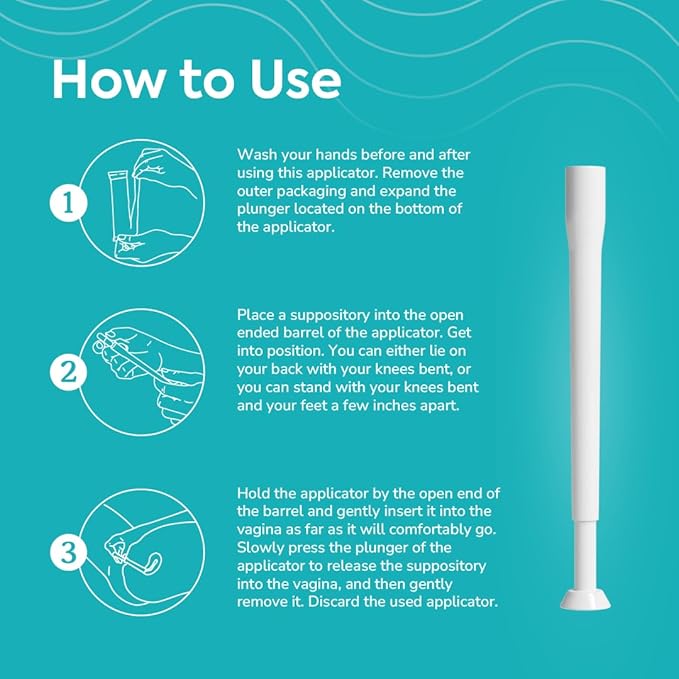 Szio+ Utiva Suppository Applicator for Women - Disposable Vaginal Suppository Applicators - Hygienic Individually Wrapped - Feminine Treatment, 15 Disposable Vaginal Inserts
