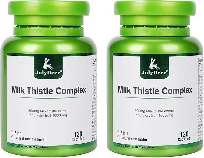 2 Bottles Milk Thistle 500 mg Silymarin Marianum Per Bottle - Total 240 Capsules