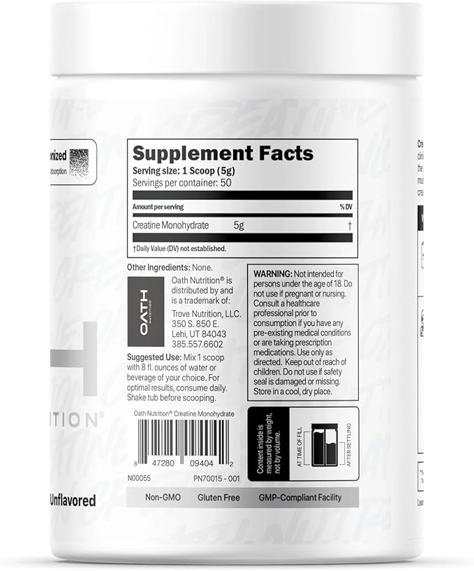Ultra Micronized Creatine Monohydrate Powder, Unflavored, Gluten Free, Non GMO, Creatine Powder for Women and Men, 5,000g per Serving, 50 Servings