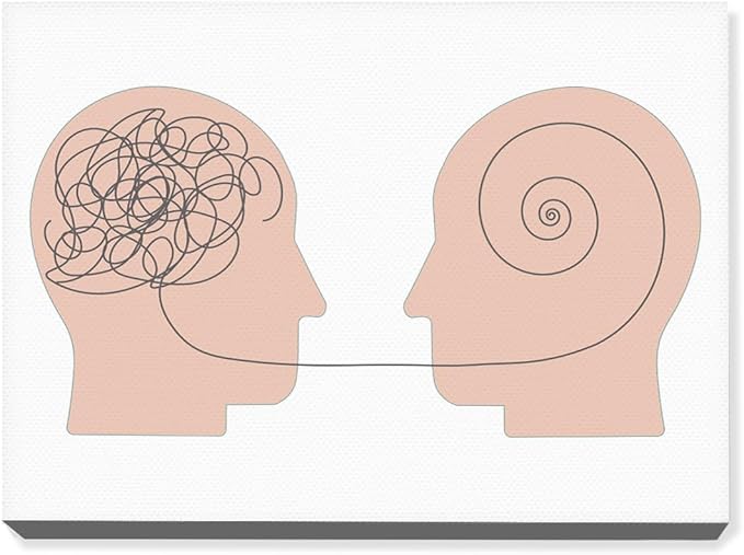 Mental Health Posters,Talking Helps Mental Health Canvas Wall Art,Inspirational Canvas Framed Wall Art Ready to Hang for Home Therapy Office Nursery Classroom Wall Decor