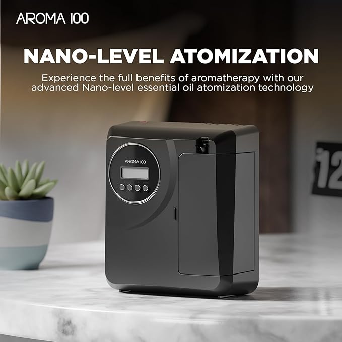 Waterless Diffuser for Essential Oil 2000sq.ft Coverage, APP Control, Hotel Scent Diffuser for Home, Nebulizer Nano Air Freshener Smart Aromatherapy Cold Air Diffusers for Large Room, Office - Black