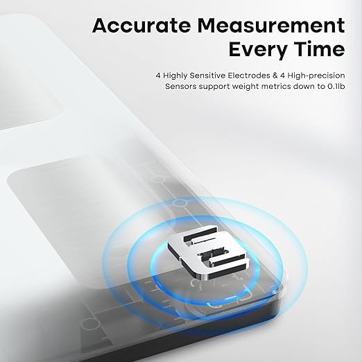 GE Scale for Body Weight Smart, Digital Bathroom Body Fat Scales for BMI Muscle Bluetooth Body Composition Monitor 11.8" Large Platform Accurate Weighing Machine Health Analyzer with App 500lbs, White