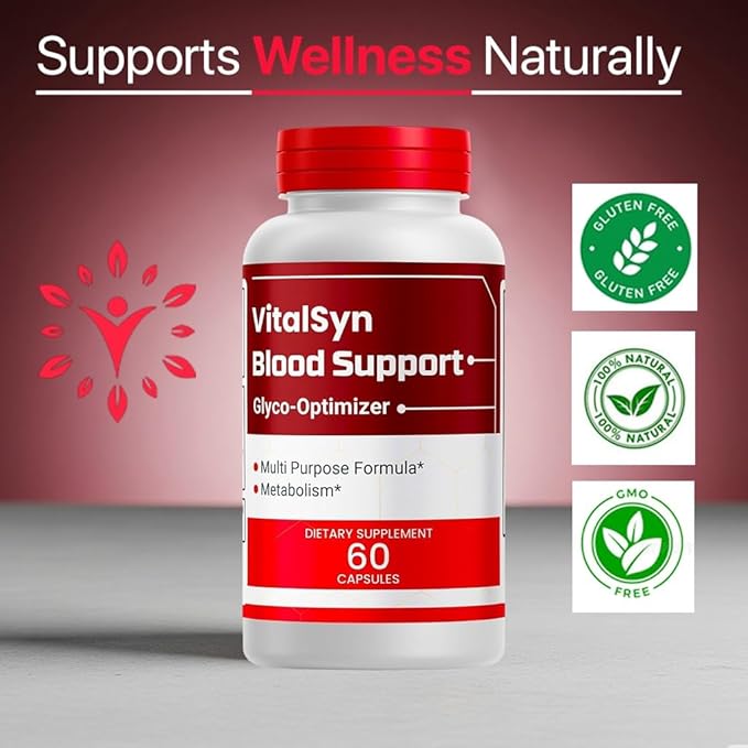 (1 Pack) Vitalsyn Blood Support Glyco Optimizer Capsules, All Natural Vitalsyn Multivitamin Supplement for Overall Health & Wellness, Advanced Vitalsyn Glyco Support Pills for Reviews (60 Capsules)