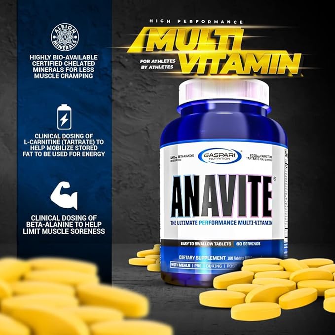Gaspari Nutrition Anavite, Full Spectrum Multi-Vitamin Packs, Anavite Multivitamins, CLA, Omega 3s, Proven Gut, and Proven Liver Detox, All in 1 (30 Servings, 5 in 1 Multivitamin Pack)