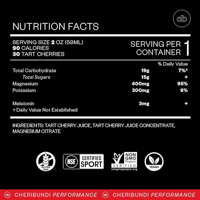Cheribundi | 100% Tart Cherry Juice Sleep Concentrate Grab & Go | 2 Fluid Ounce Pouch for Maximum Recovery with 30 Tart Cherries | 90 Calories, 0 Preservatives, Non-GMO | 2 floz (Pack of 6