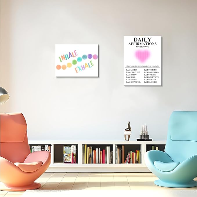 Inhale Exhale Wall Art,Yoga Room Wall Decor,Inhale Exhale Canvas Framed Wall Art Ready to Hang for Yoga Room Home Bedroom Therapy Office Nursery Classroom Wall Decor