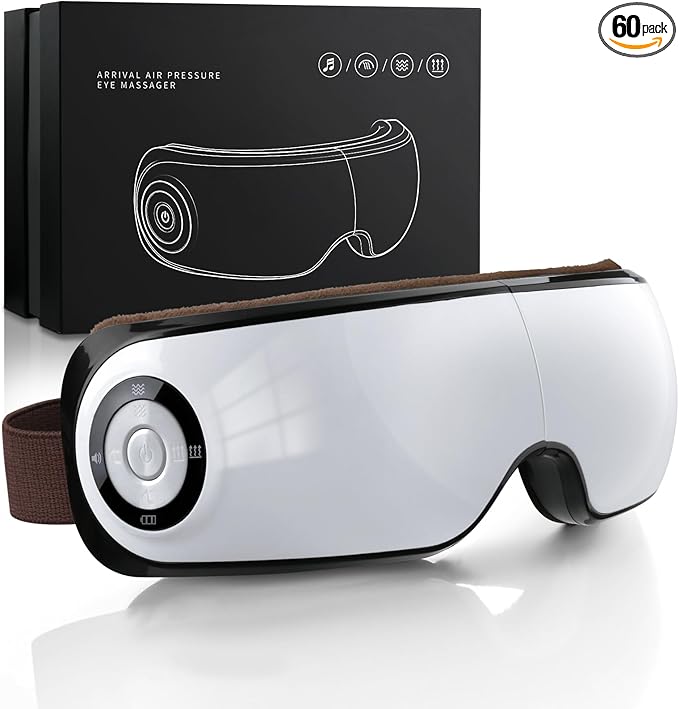 Heated Eye Massager with Music & Compression, FSA Eye Mask for Migraines, Dry Eyes & Dark Circles Relief, Sleep Improvement, Portable Massager for Women & Men