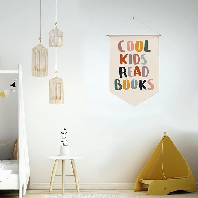 Cool Kids Read Books Wall Hanging, Classroom Wall Decor, Read Corner, Book Lover Gift, Kids Wall Decor, School Wall Hanging Banner, Reading Quote Banner, Playroom Reading Book