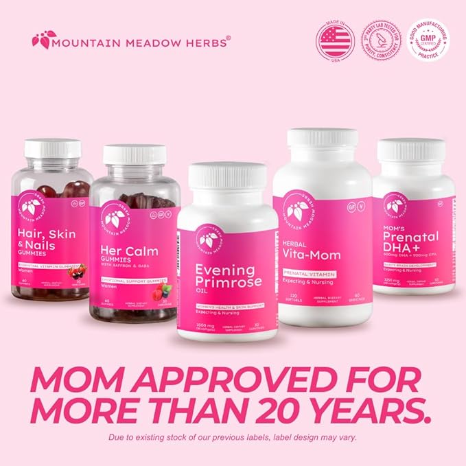 Mountain Meadow Herbs Evening Primrose Oil 1,000mg – Omega-6 Fatty Acids for Women’s Health, Supports Clear Skin & Hormonal Balance, Gluten-Free, Easy-to-Take Softgels (30 Count)