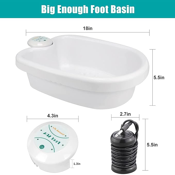 WL VnioLife Ionic Foot Bath Detox Machine with Bag, Portable Detox Foot Spa System, Ion Cleanse Detox Set for Home Beauty Salon Spa Use with Replacement Arrays, 100 Liners