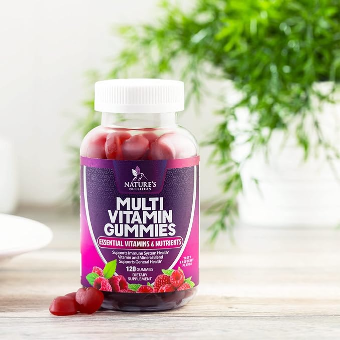 Multivitamin Gummies for Adults, Daily Gummy Vitamins & Minerals for Women & Men, Immune Support Gummy Multivitamins Supplement, Adult Multi VIT Vitamin with Vitamins A, C, D3, B12, Zinc, 120 Gummies