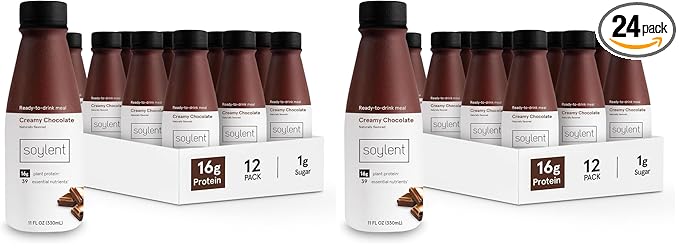 Soylent Chocolate Meal Replacement Shake, Contains 16g Complete Vegan Protein, Ready-to-Drink, 11oz, 24 Pack