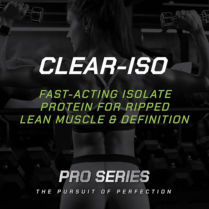 MusclePharm Pro Series Clear-ISO, Clear Protein Powder, 20g Fast-Acting Whey Isolate per Serving Plus BCAAs & L Glutamine | Pro-Grade Muscle Recovery & Growth | Sour Peach Rings, 1.14 lb, 20 Servings