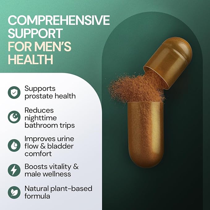 Prostate Superior Saw Palmetto for Men, Stinging Nettle, Ashwagandha, Lycopene, Bladder & Urinary Relief, Prostate Supplement, 60 Capsules 30-Day Supply