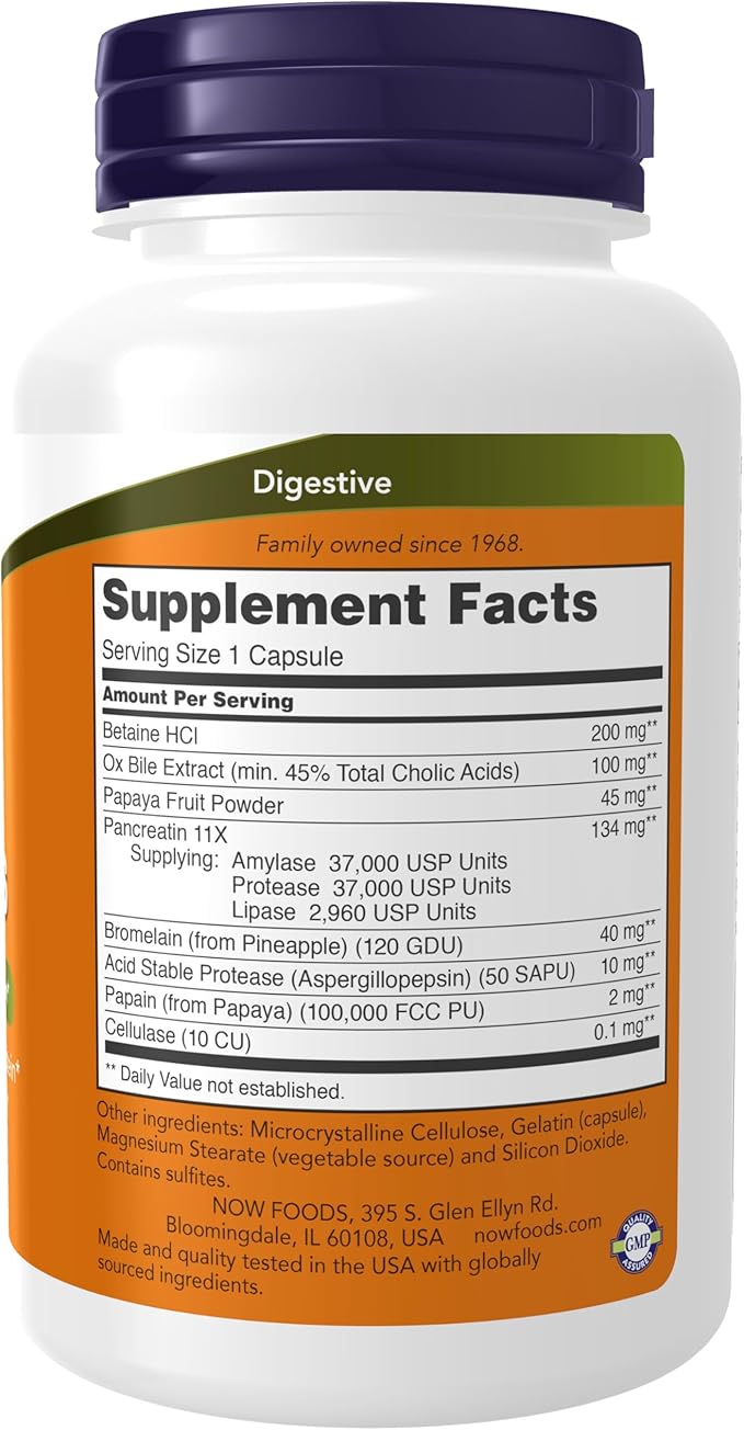 NOW Supplements, Super Enzymes, Formulated with Bromelain, Ox Bile, Pancreatin and Papain, Super Enzymes,90 Capsules