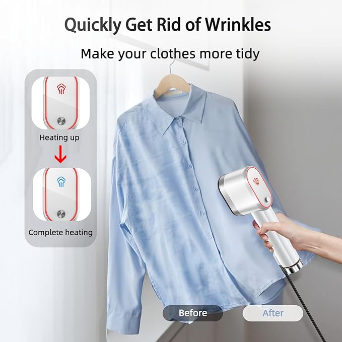 Handheld Steamer for Clothes, Portable Travel Steamer, Horizontal & Vertical Steam, 15s Heat Up, Wrinkles Remover with Storage Bag, 1000W Mini Fabric Garment Steamer for Home, Office and Travel, 120V