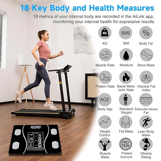 Intelligent Body Fat Scale, a Simple and Practical Digital Scale That can be Connected to a Mobile Digital Bathroom Scale to Display BMI, Body Fat, Muscle Mass, and Durable Weight Scale (Black)