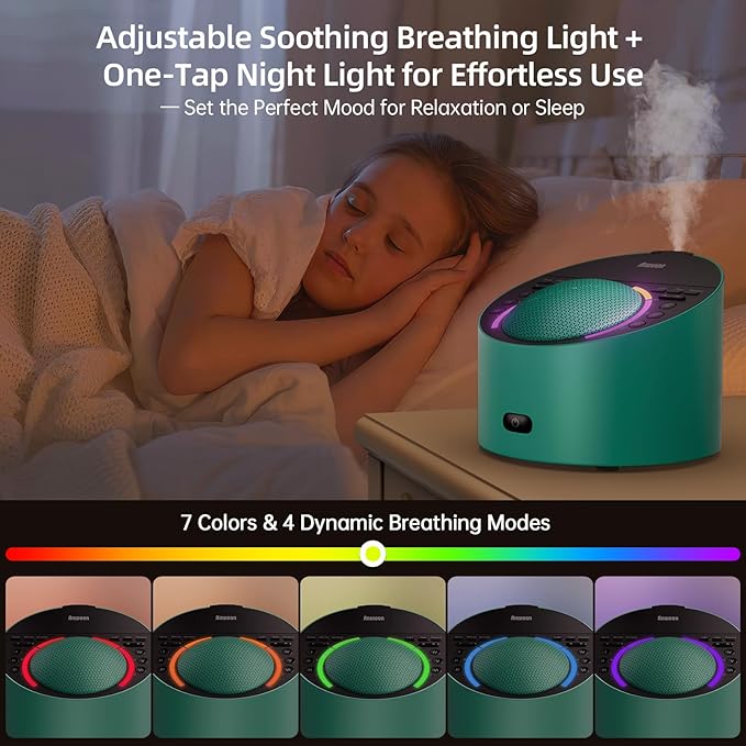 Sound Machine &Aroma Diffuser Pro 4-in-1 Sleep System, Premium Metal Shell with Schumann Resonance &Soothting Night Light, White Noise &50+ Natural Sounds-for Sleep, Focus, Relaxation-Adults Kids Baby