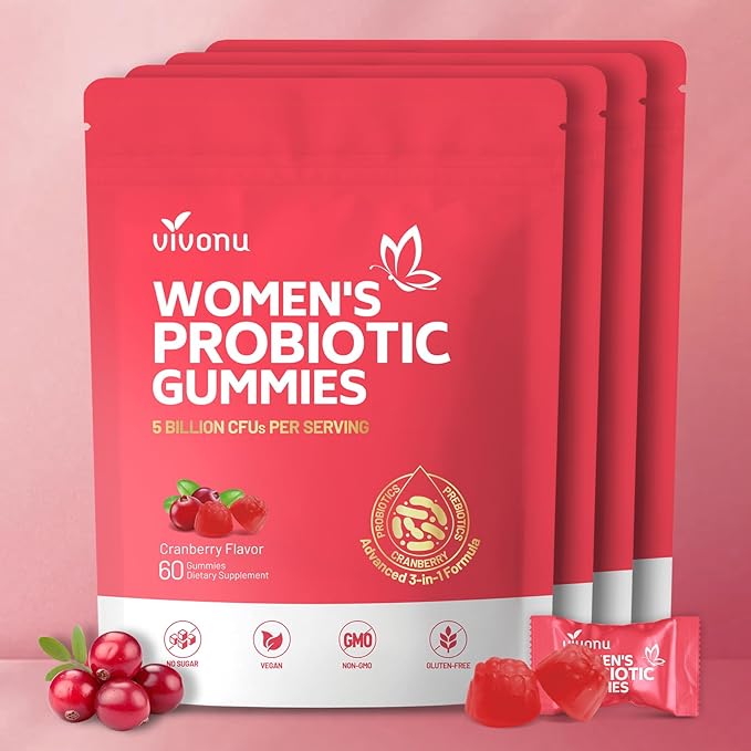 Vaginal Probiotics for Women, Feminine Balance pH Gummies for Healthy Odor, Yeast Balance & Flora + Vitamin C for Immune Support -Cranberry
