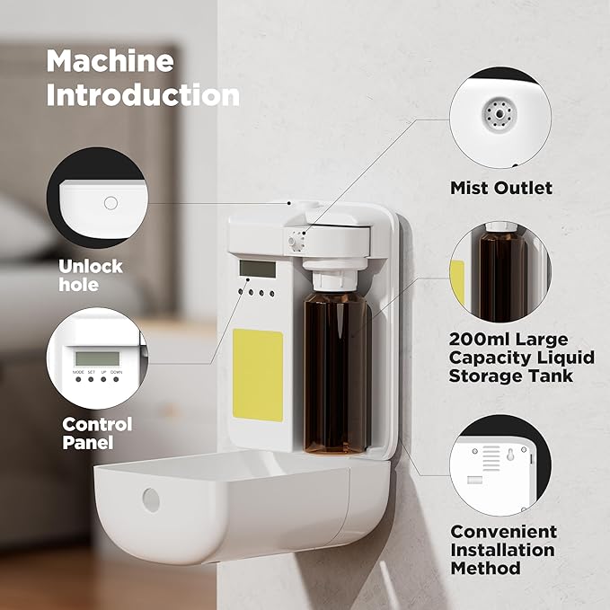Hotel Scent Diffuser Starter Kit - Waterless Essential Oil Aromatherapy Diffuser - for Home -Cold Air Diffuser Machine for Large Room - App Control - Studio Scent Diffuser - Office Fragrance - White