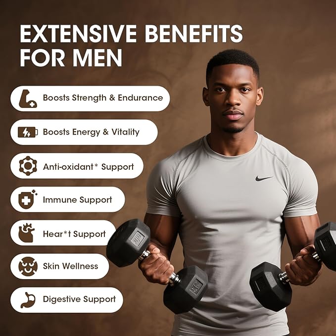 Beef Organs Supplement for Men, Beef Liver, Heart, Kidney, Pancreas, Tribulus Terrestris, CoQ10, Ganoderma for Men's Vitali*ty, Energ*y, Immune, Ant*i-oxidant Support, Non-GMO, Gluten-Free, 240 Count