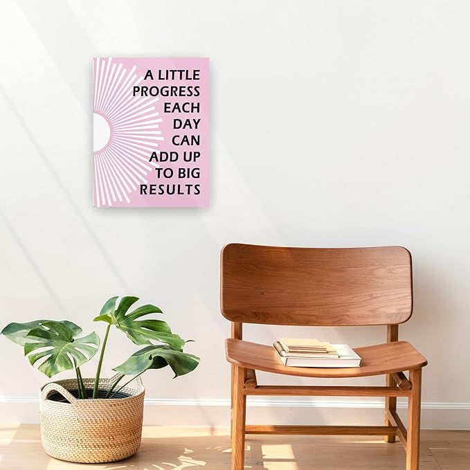 Pugwak Positive Affirmations Wall Decor Canvas Prints - Motivational Framed Canvas Sun Inspirational Light Pink Wall Art Painting Artwork for Therapy Office Nursery Bedroom Decor Prints 11×14 Inch