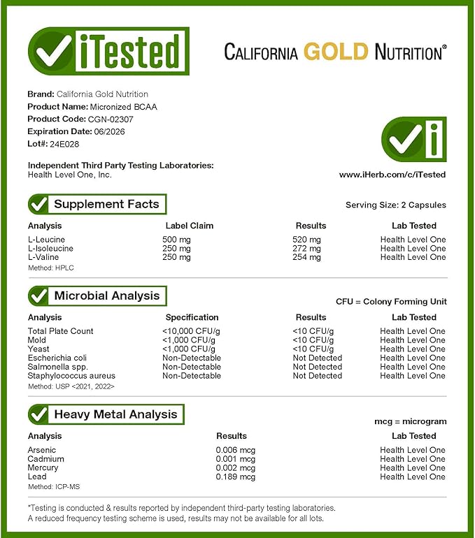 California Gold Nutrition Sport, Micronized BCAA, Branched Chain Amino Acids, 240 Veggie Capsules
