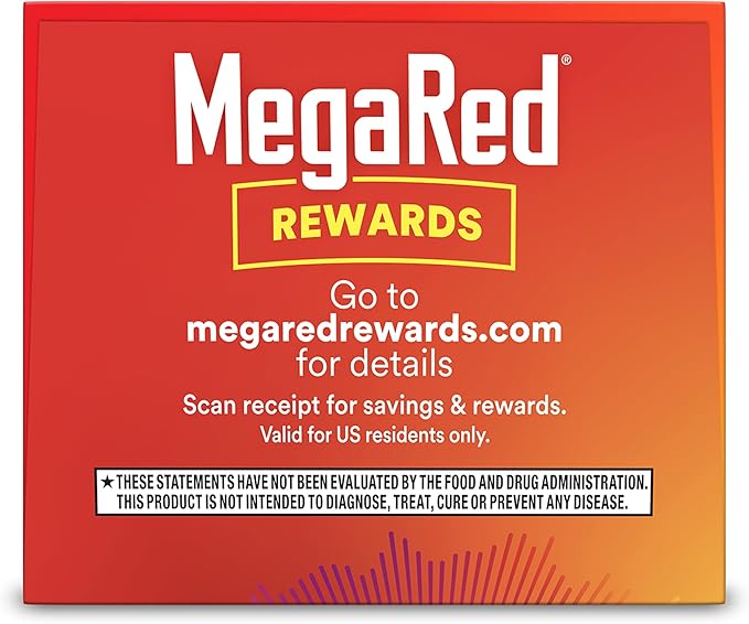 MegaRed Ultra Strength 1000mg Omega-3 Krill Oil Supplement with EPA/DHA, Astaxanthin & Phospholipids, No Fish Oil Aftertaste Supports Heart, Brain, Joint and Eye Health, 60 Count Softgels.