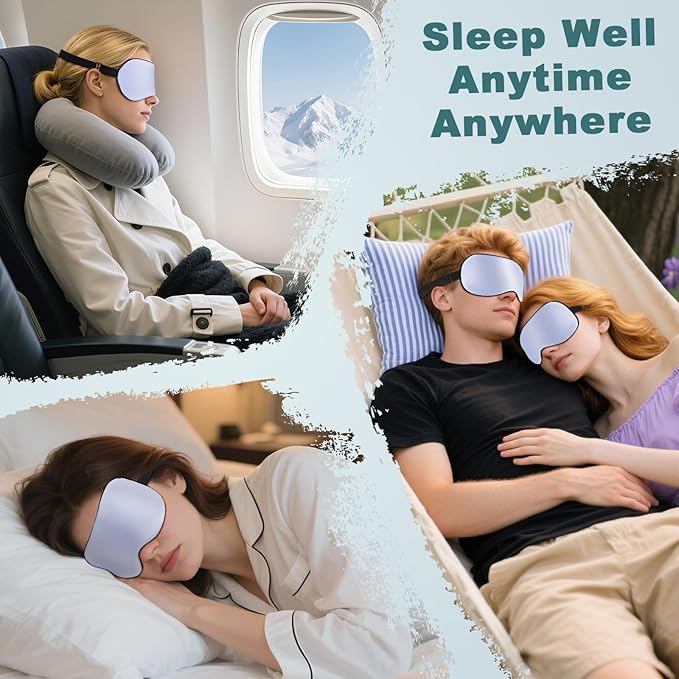 Sleep Mask, Real Natural Pure Silk Eye Masks with Adjustable Strap for Sleeping, Mulberry Silk Eye Sleep Shade Cover, Block Light Reduces Puffy Eyes Traveling Gifts