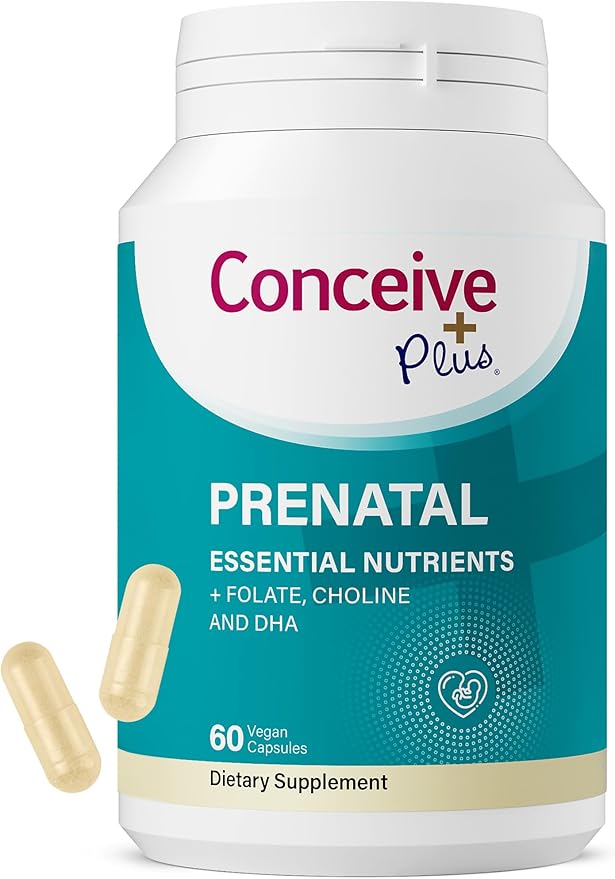 Conceive Plus Prenatal Vitamins for Women Supplement - Multivitamin With Folic Acid for Pregnancy Vegan, Choline, Iron - Pre Natal Vitamins DHA, Non GMO - Maternity Vitamin for Brain & Eye 60 Capsules