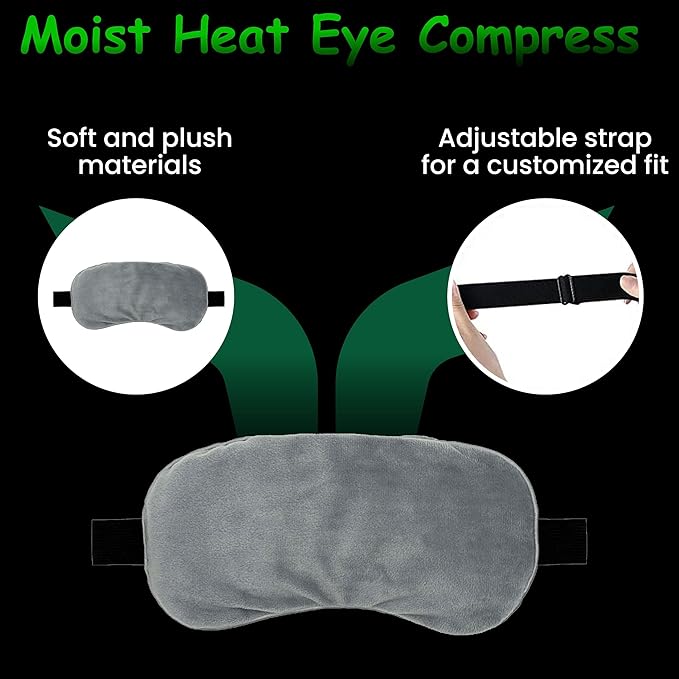 Eye Mask Set of 3 - Heated Eye Mask with Weighted Moist Warm Compress for Dry Eyes & Migraine - Cooling Eye Mask with Cold Compress for Irritated Eyes, Dry Eyes, Blepharitis, and Styes