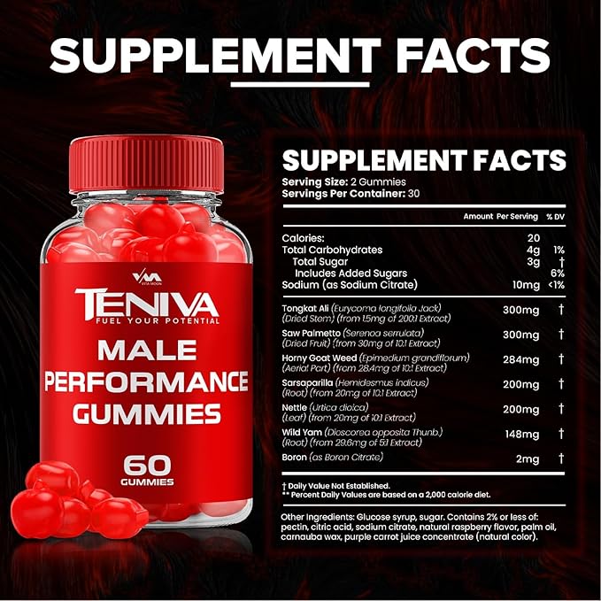 (1 Pack) Teniva Gummies, Teniva All Natural Gummys, Advanced Formula, 60 Gummies