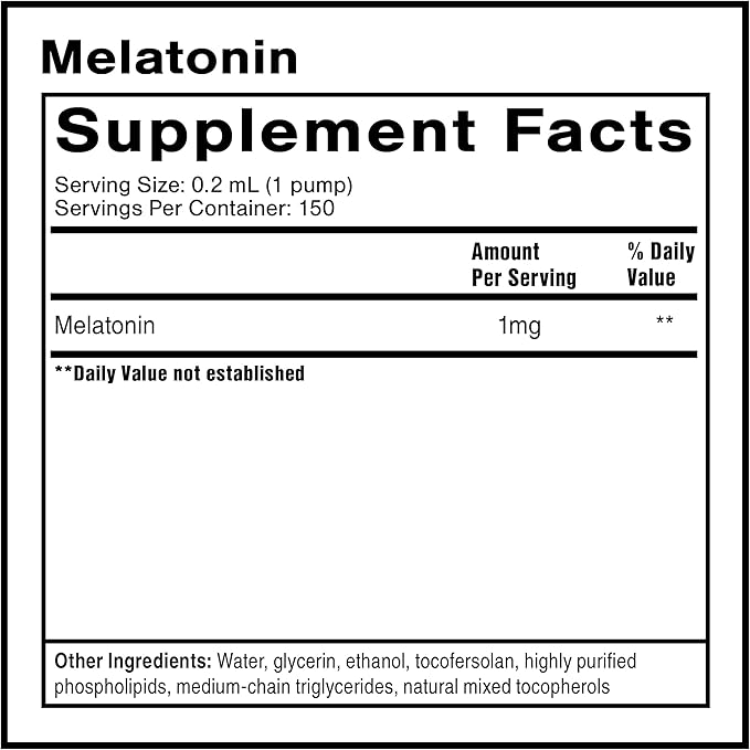 Quicksilver Scientific Liposomal Melatonin - Bedtime, Jet Lag & Immune Support Liquid for Adults - Efficient, Superior Absorption 1mg Melatonin to Minimize Morning Drowsiness (30 ml)