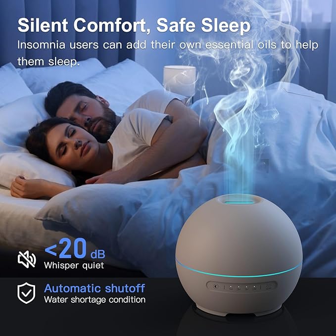2 Pack Essential Oil Diffuser for Home - 200ml Aromatherapy Diffuser Humidifier with 4 Timers & 7 Colors Night Lights, 20dB Quiet Working for 10 Hours