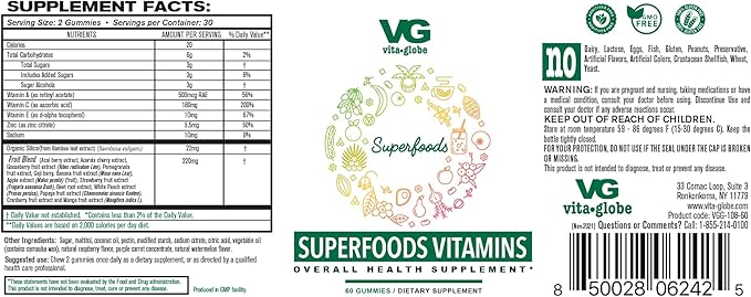 Super Food Gummy Vitamins - Immune Booster, 60 Count