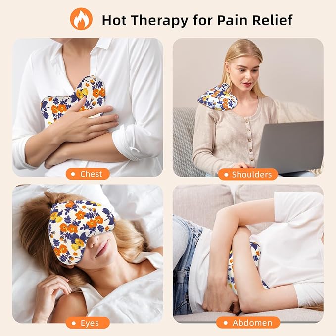 Heart Weighted Eye Mask, Heated Eye Masks for Dry Eyes, Warm Compress for Eyes, Multipurpose for Cramps, Joints, Neck, Moist Heat Compress for Soothing Muscle Pressure and Relaxation