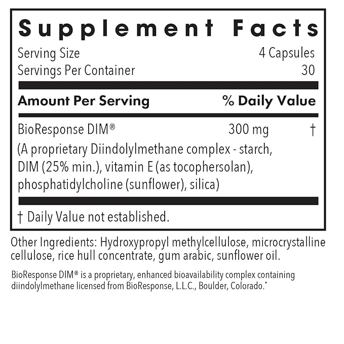 Allergy Research Group DIM Enhanced Delivery System - DIM Supplement for Women, Estrogen Supplement for Women and Men, Diindolylmethane for Hormone Balance, Menopause Support - 120 Vegetarian Capsules