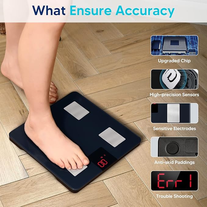 LOFTILLA Scale for Body Weight, Smart Digital Body Fat Scales Sync with App, 14 Body Composition Analyzer, 400 lb Capacity, Black